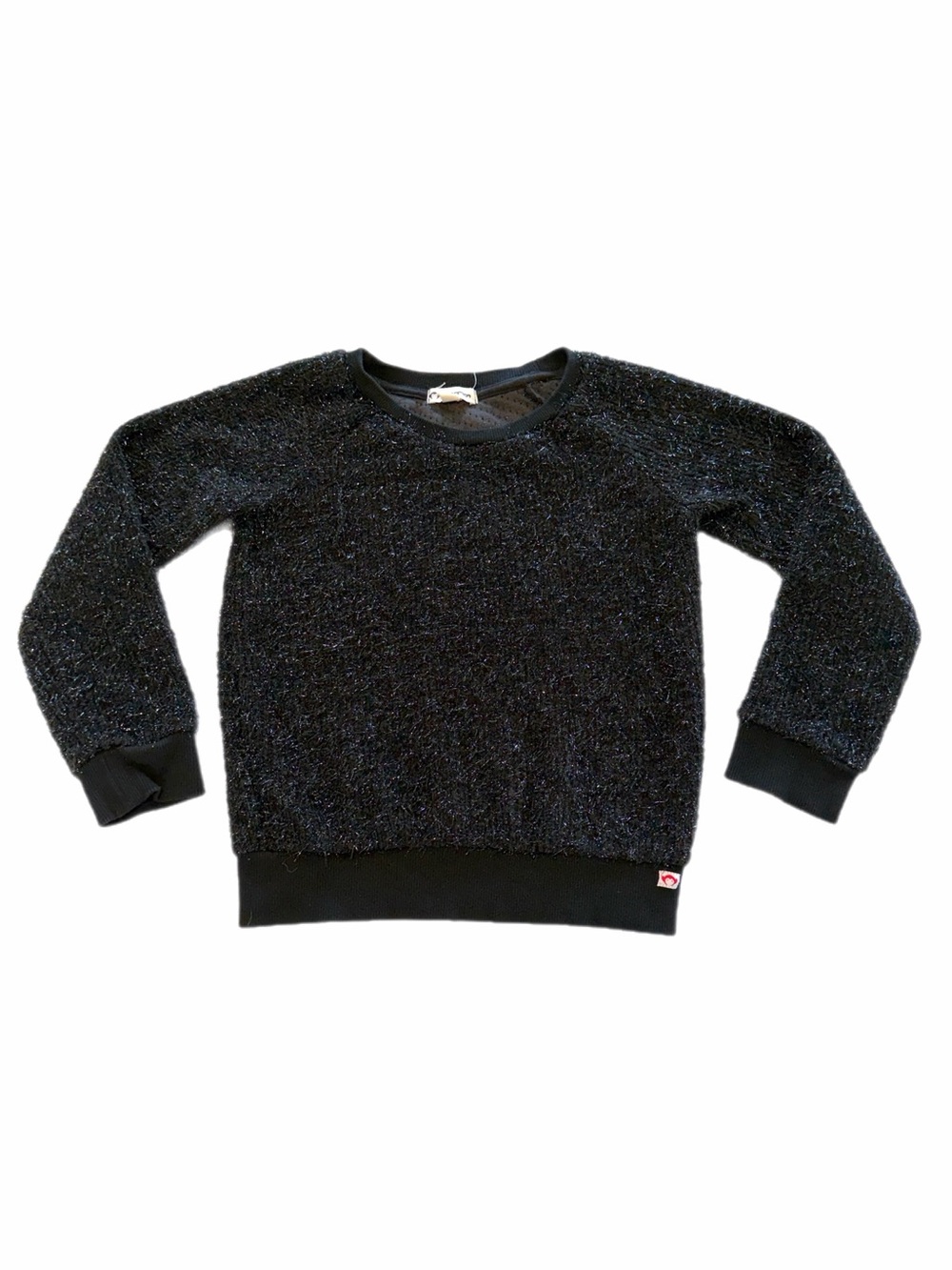Appaman Willow Sweater in Black Sparkle and Faux Fur